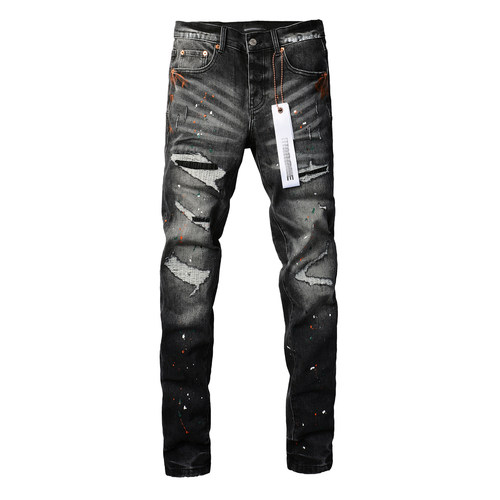 PUR jeans  pants torn jeans美式高街破洞泼墨牛仔裤子