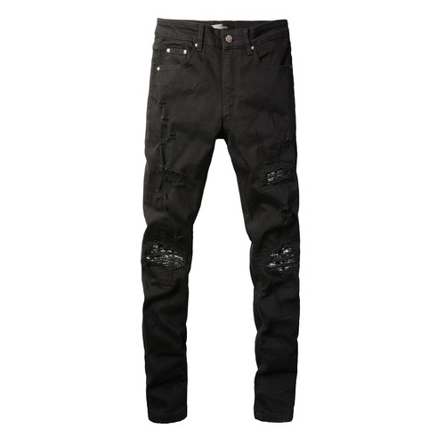 AMR jeans AMR pants torn jeans MX1高街破洞紧身牛仔裤子