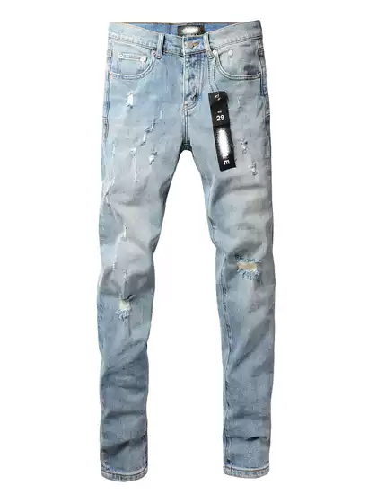 Pur Jeans Pants Torn Jeans American High Street Ripped Blue Jeans