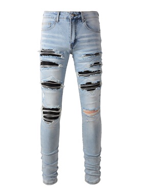 AMR jeans AMR pants torn jeans MX12高街破洞蓝色牛仔裤子