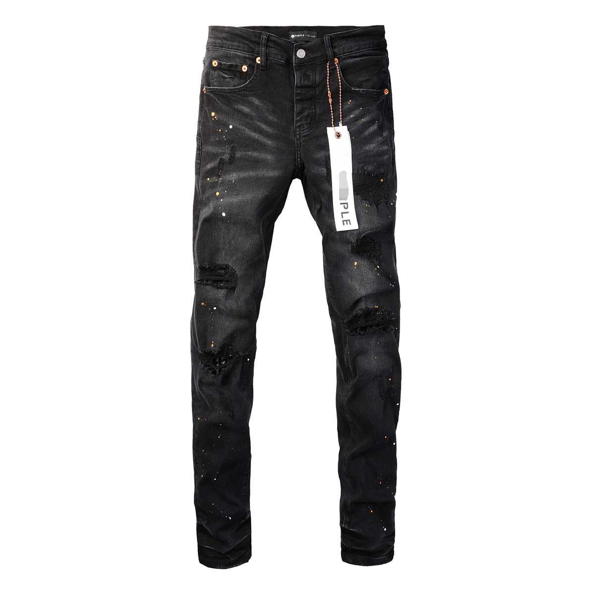 PUR jeans  pants torn jeans美式高街破洞黑色牛仔裤子