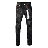 高街破洞黑色牛仔裤 PUR 子 torn jeans美式 jeans pants