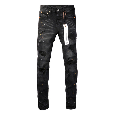 PUR jeans  pants torn jeans美式高街破洞黑色牛仔裤子
