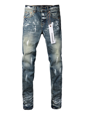 PUR jeans  pants torn jeans美式高街破洞蓝色牛仔裤子