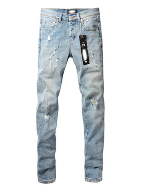 PUR jeans  pants torn jeans美式高街破洞蓝色牛仔裤子