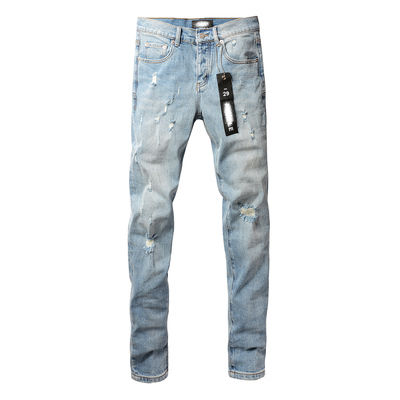 PUR jeans  pants torn jeans美式高街破洞蓝色牛仔裤子
