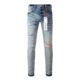 高街破洞蓝色牛仔裤 PUR 子 torn jeans美式 jeans pants