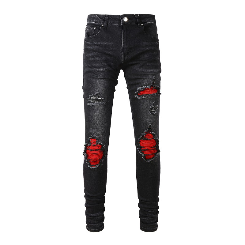 AMR jeans AMR pants torn jeans MX12高街破洞补丁牛仔裤子