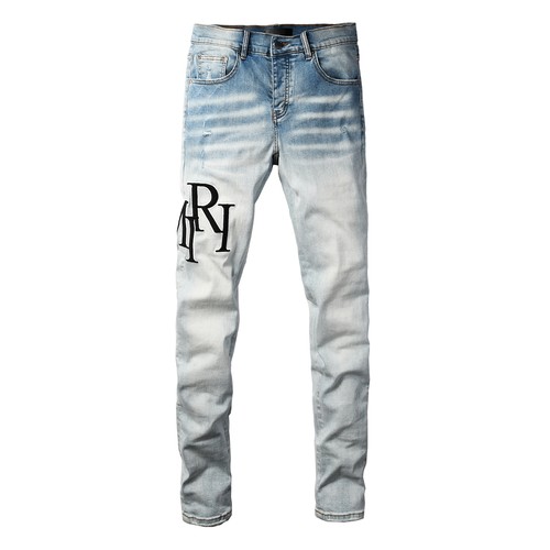 AMR jeans AMR pants torn jeans MX12高街破洞美式蓝色牛仔裤子