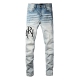 蓝色牛仔裤 AMR 子 torn MX12高街破洞美式 jeans pants
