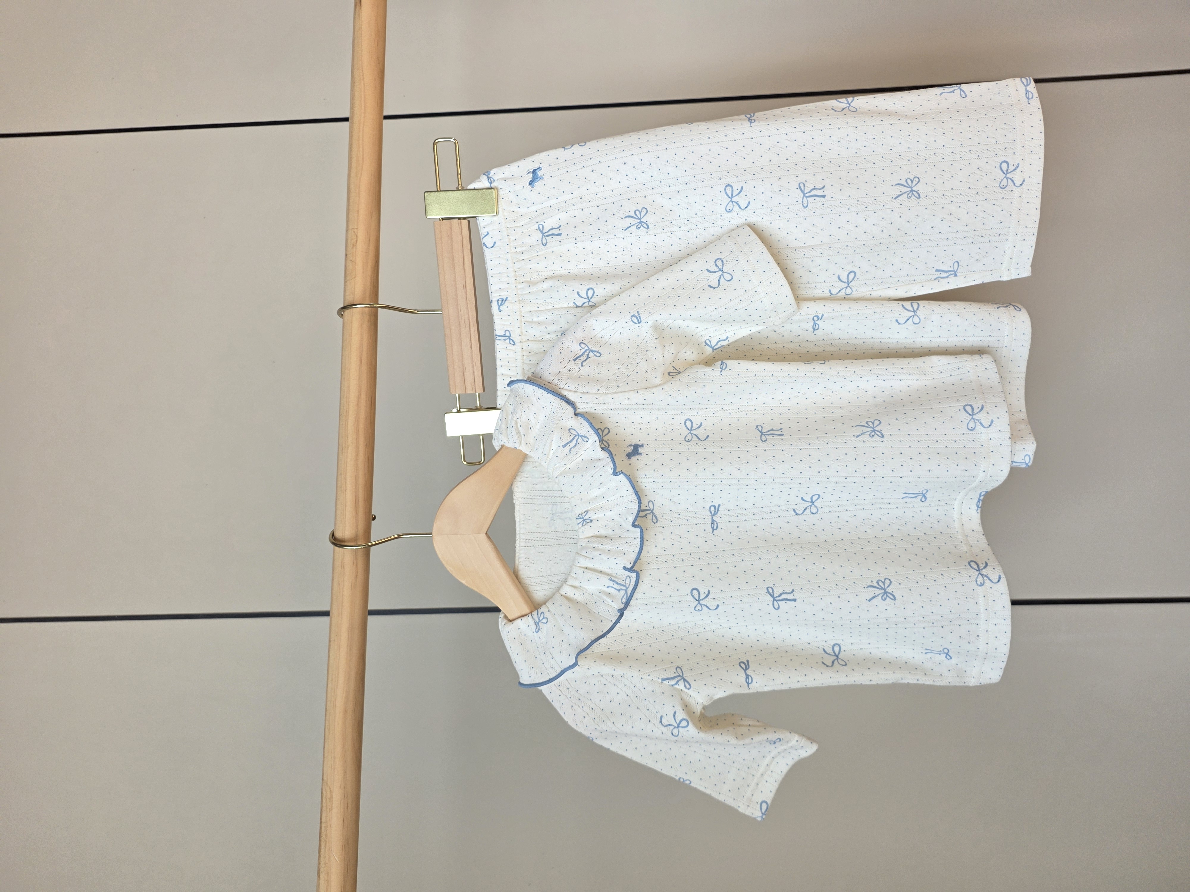 韩版童装女童蝴蝶结家居服夏季新款棉质睡衣柔软透气甜美可爱短袖