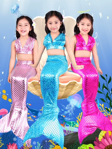 Детский купальник, наряд маленькой принцессы, комплект, блестки для ногтей, крой «рыбий хвост»