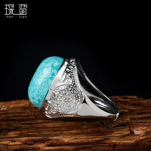 Бирюзовое кольцо с камнем, ретро инкрустация камня для влюбленных, с драгоценным камнем