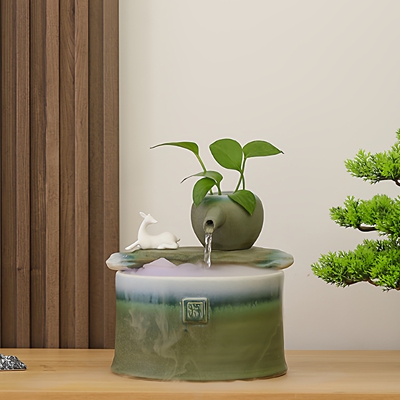 不插电桌面流水摆件招财USB蓄电