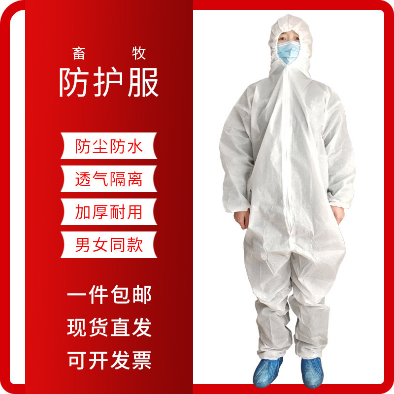 连体防护服全身加厚隔离衣带帽无纺布养殖场疫情坐飞机一次性防水图片