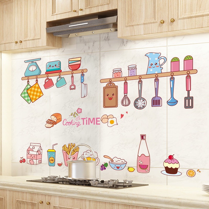 厨房贴纸柜灶台用墙贴可移除墙纸自粘瓷砖防水防油耐高温墙壁贴画,家居饰品,软装墙贴,淘宝优惠券,粉丝福利购,淘宝优惠卷