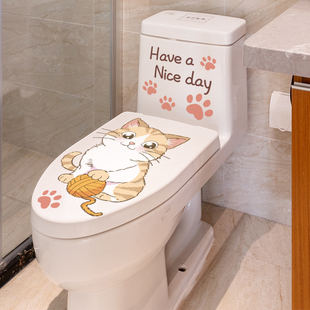 饰品 小猫咪创意马桶贴3d立体马桶盖搞笑贴纸卫生间水箱防水贴画装