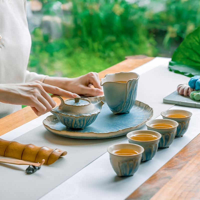 万仟堂高档素雅秀丽荷花元素茶具