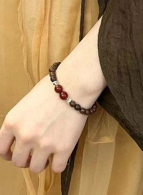 小红书同款天然金丝檀木手链男女