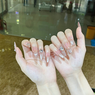 Vivian猫眼法式蝴蝶结堆钻显白手工穿戴甲假指甲贴片婚甲477款