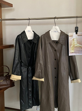 MADEIN OST-上新极简ROW风撞色袖口PU皮皮衣(配腰带)