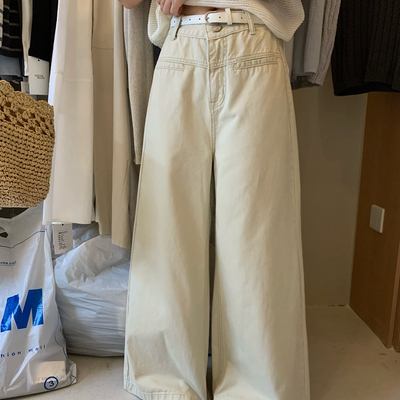 想象SAILORMOON -韩系阔腿舒适水洗显瘦牛仔裤(配腰带)(不含上衣)