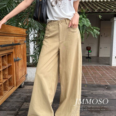 ZY GODDESS-品质天丝亚麻阔腿裤韩版侧边打枣立体骨线设计休闲裤