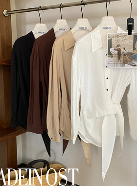 MADEIN OST-26年早春设计感假两件绑带衬衫