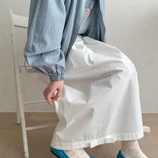 OMELET蛋卷-6年早春上新韩系甜美百搭下摆立体蝴蝶结压褶长半身裙