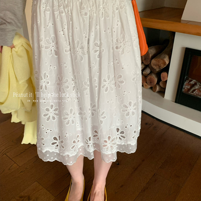 peanut花生家-微法式半身裙26年夏上新重工绣花半身裙