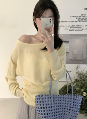 ULOUR/U粒-年早春26早春新品韩系不规则设计针织衫可斜肩穿针织衫