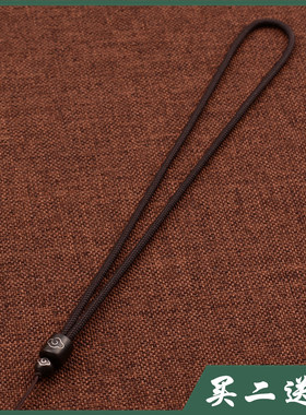 高档檀木镶银丝和田玉短款手把件