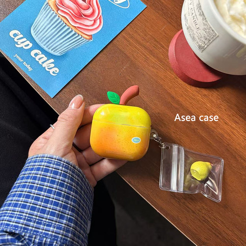 黄色立体梨苹果Airpods4代保护套