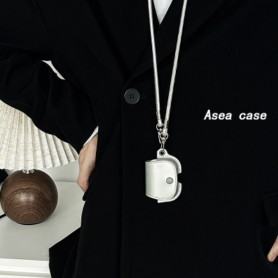 小众银色皮质苹果airpods耳机壳