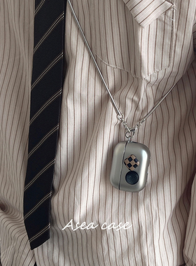 Asea小众ins复古银色立体宝石适用苹果airpods pro2耳机套挂脖无线蓝牙保护壳二/三/4代女硅胶软高级感男