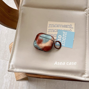 Asea小众ins复古蓝棕色晕染用airpods pro3耳机套苹果2/三/4代无线蓝牙保护壳新款女耳机保护套防摔个性男