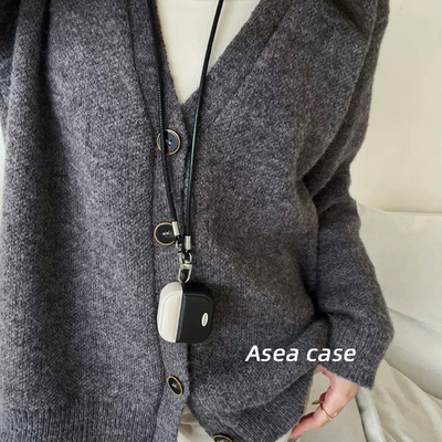 适用苹果Airpods皮质挂脖耳机壳