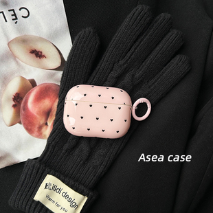 Asea小众ins粉色波点爱心适用airpods pro2耳机套苹果二/三/4代无线蓝牙保护壳新款女防摔个性男高级感全包
