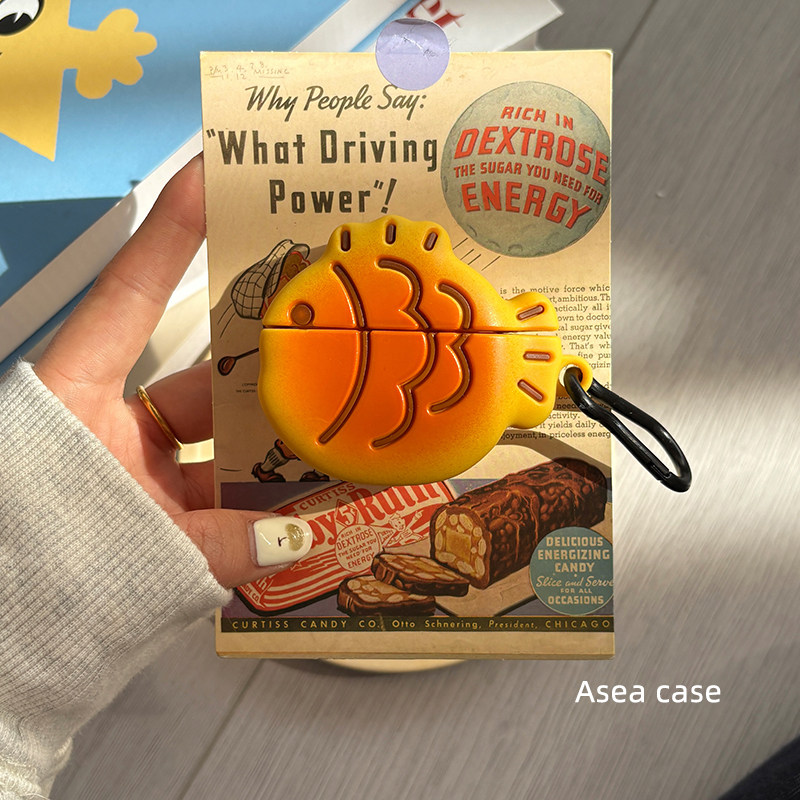 Asea小众ins可爱创意鱼饼适用airpodspro3耳机套苹果2/三/4代无线蓝牙保护壳新款女个性耳机保护套男硅胶