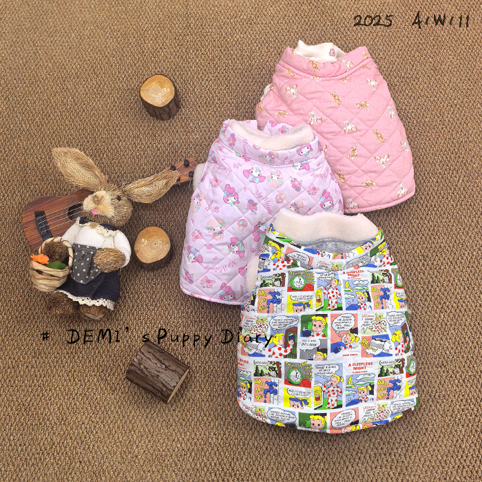 DEMI原创定制宠物法斗巴哥英斗恶霸冬季加厚卡通棉服背心保暖马甲