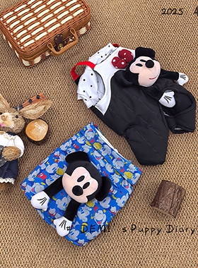 DEMI原创定制卡通棉袄宠物法斗巴哥英斗恶霸米奇外套厚加棉背带裤