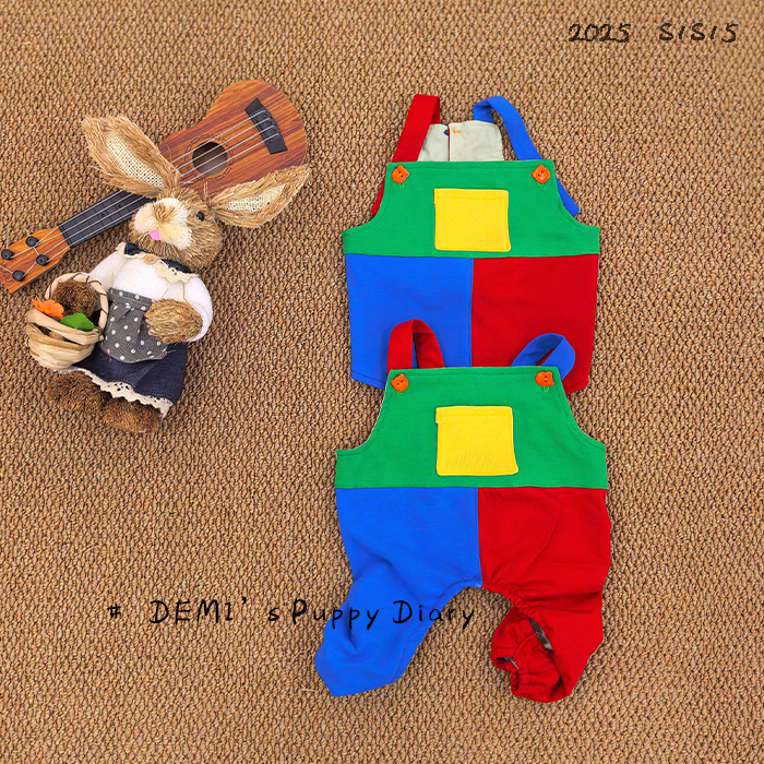 DEMI原创定制宠物法斗巴哥英斗恶霸纯棉夏季薄款拼色背带裤背心