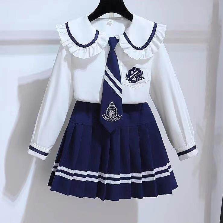 女童JK制服套装春秋2025新款洋气学生学院风小女孩连衣裙子两件套