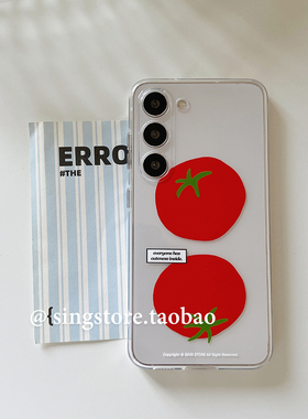 SINGSTORE 原创ins小众设计简约个性番茄插画适用三星s23ultra手机壳s24透明软壳s25ultra新款全包硅胶s22+女