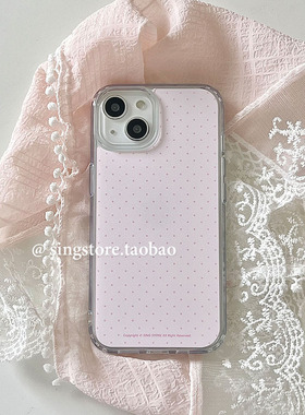 SINGSTORE 原创设计ins小众甜美少女粉色波点适用16promax苹果14手机壳iphone15pro新款透明亚克力13防摔硅胶