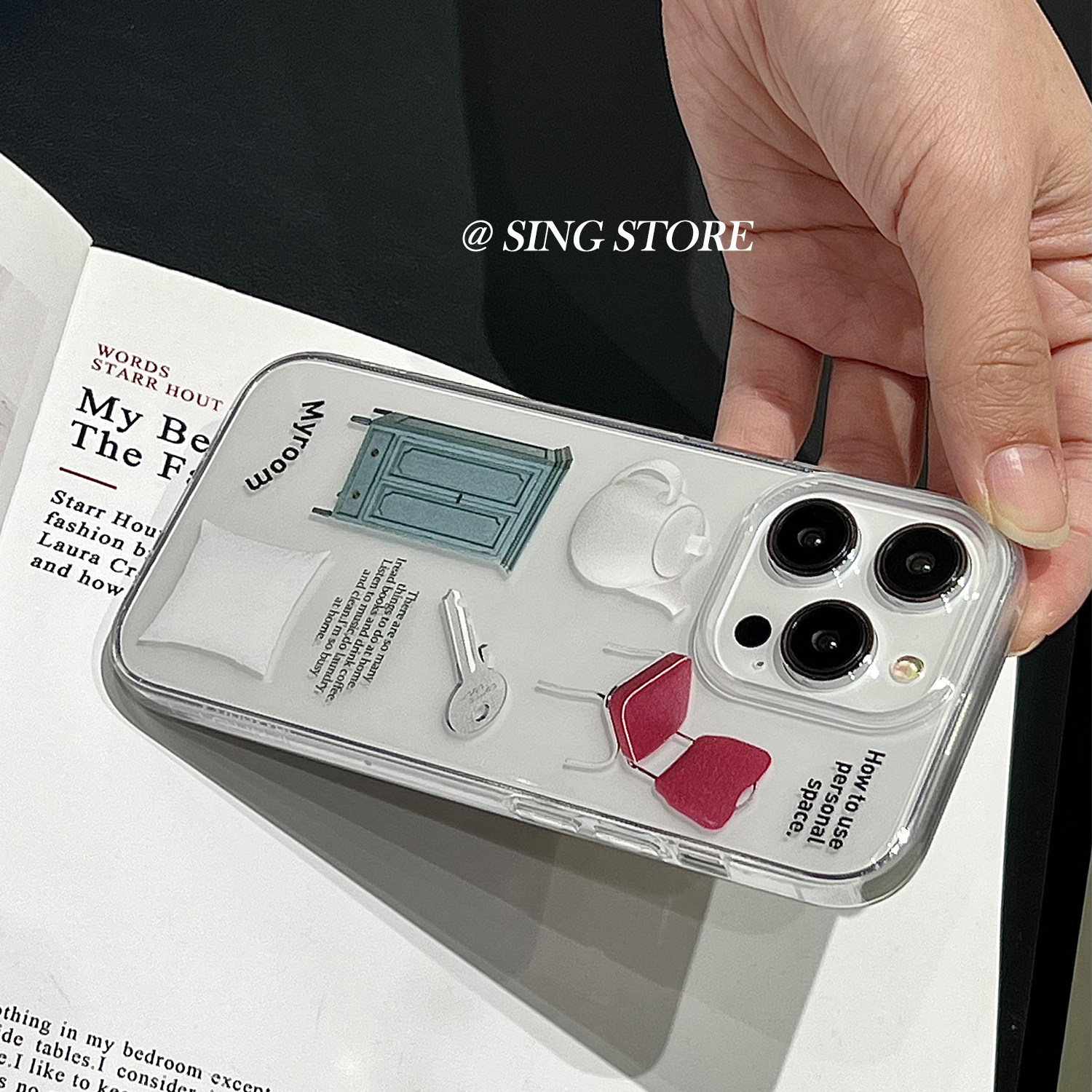 小众冷淡风茶壶椅子苹果14手机壳