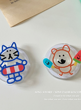 韩国ins可爱考拉猫咪Magsafe磁吸手机气囊支架可伸缩折叠便携桌面