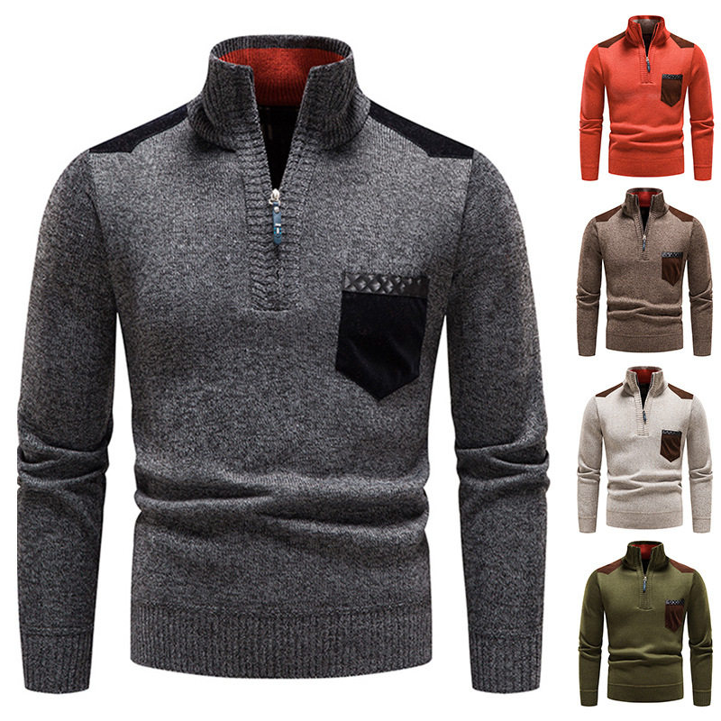 秋冬季加绒加厚套头男士立领毛衣男针织毛线衣贴布半拉链毛衫外衣,男装,针织衫/毛衣,淘宝优惠券,粉丝福利购,淘宝优惠卷