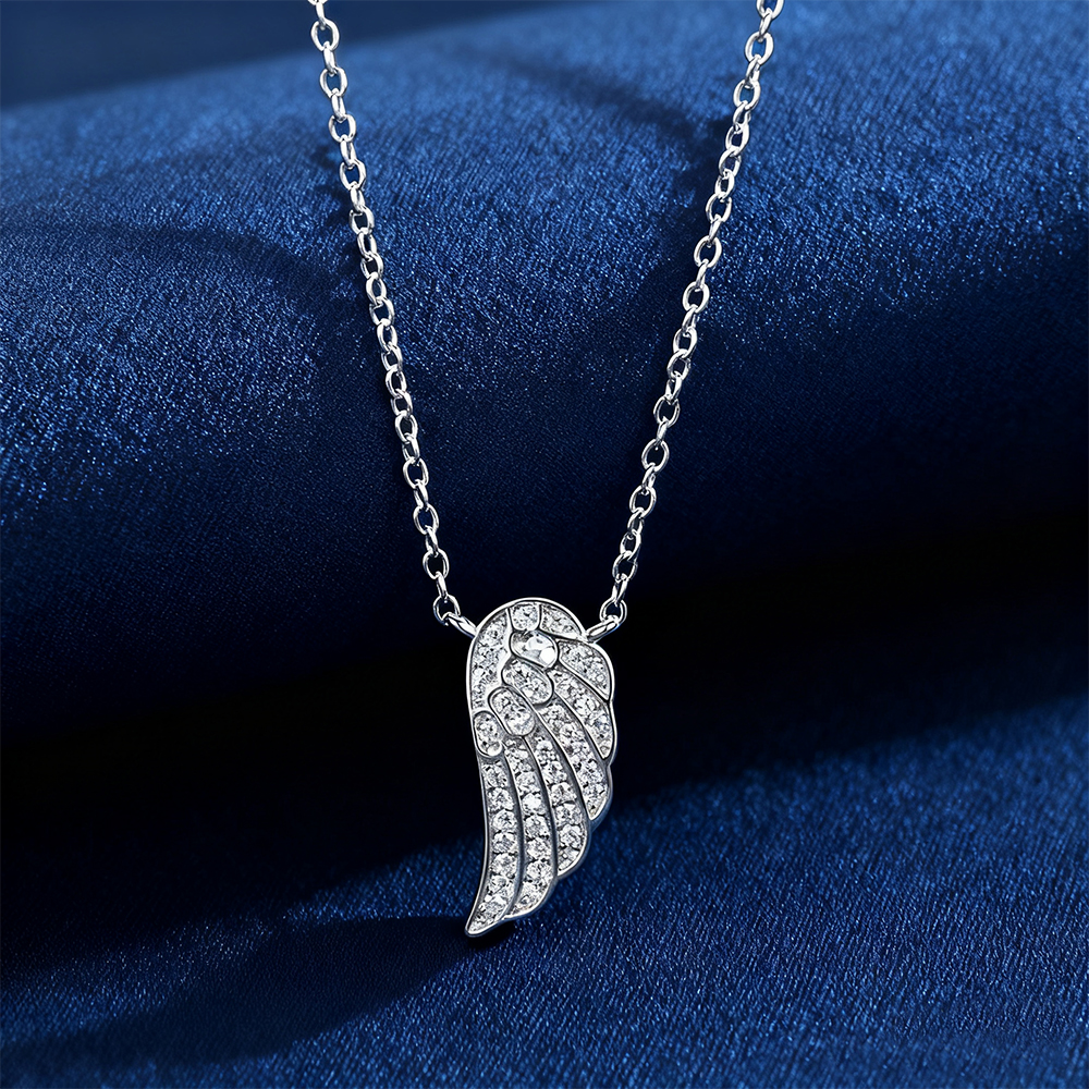 天使翅膀纯银项链女锁骨链高级感