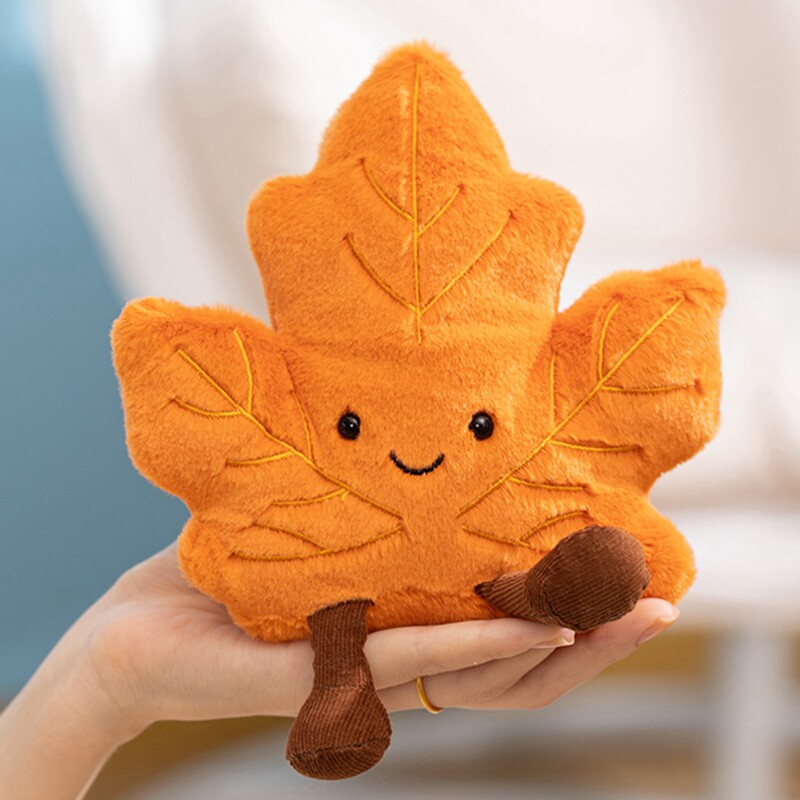 趣味秋天枫叶毛绒玩具公仔可爱银杏叶玩偶儿童礼物创意叶子礼品